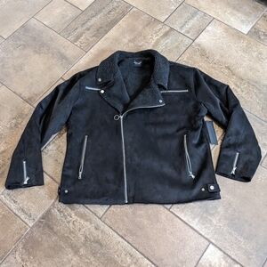 Saint Morta Faux Suede Death proof Sherpa Biker Moto Jacket Size 4XL Black